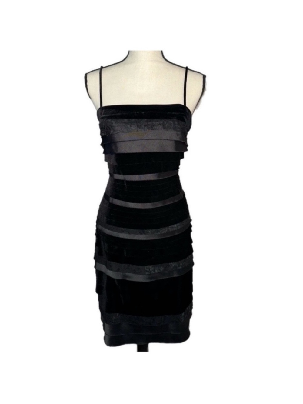 Charlotte Russe Black Strappy Tiered Midi Dress